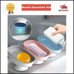 Self Draining Soap Holder - Suction Cup Soap Dish for Bathroom - Portable