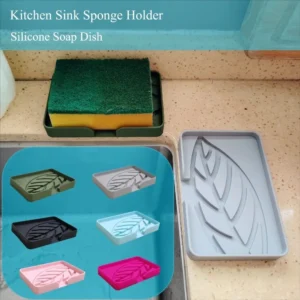 Silicone Soap Dish Self Draining Sponge Holder Kitchen Sink Organizer Tray UK