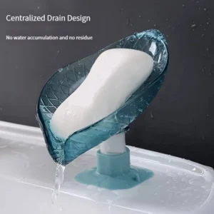 Leaf Soap Dish Holder Self Draining Suction Cup Bathroom Soap Tray Organizer NEW