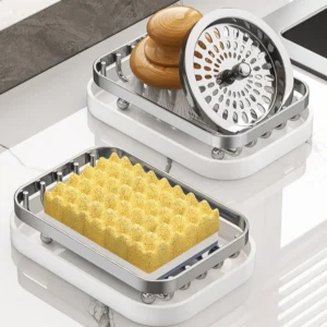 1PC Self Draining Soap Holder Soap Sponge Tray Metal Soap Dish Soap Filter Rack