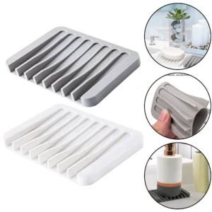 Silicone Soap Holder - High Quality Self Draining Dish - 2 Pcs Anti-Slip