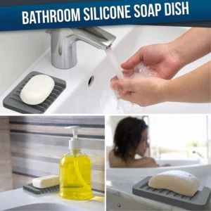 1Pc No Drill Silicone Soap Dish Draining Non Slip Kitchen Bathroom Holder