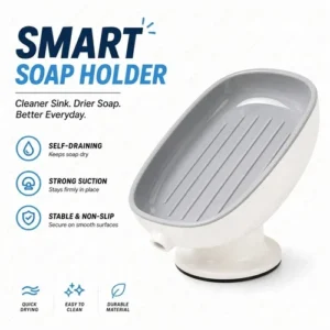 Soap Holder with Suction Cup Portable Self Draining Dish Bathroom Kitchen Sponge