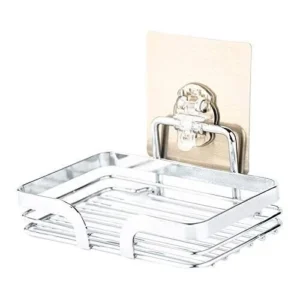 Chrome Soap Dish Holder Self Adhesive Stainless Steel Bath Shower Tray